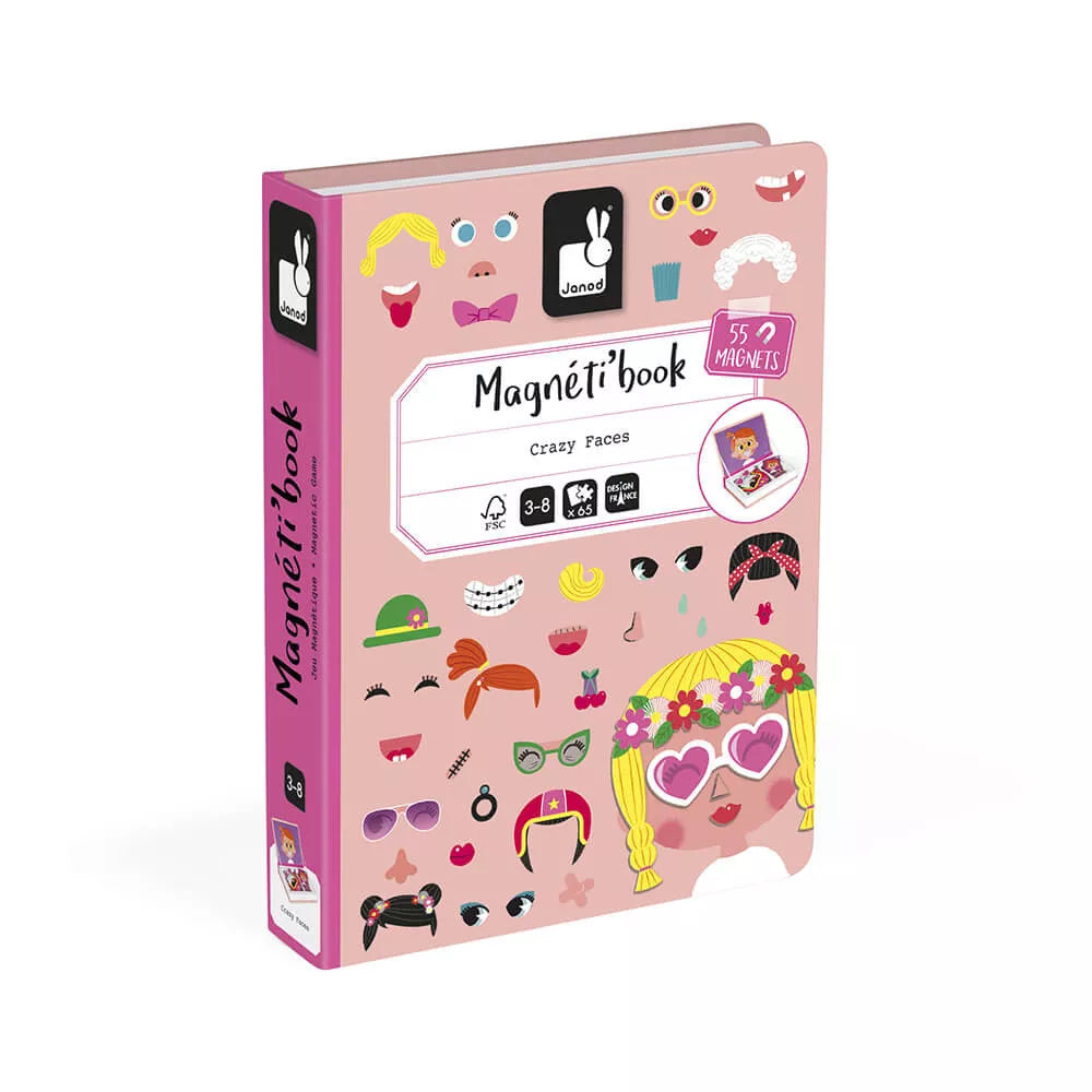Libro Magnetico Facce Buffe Rosa Janod Chiuso