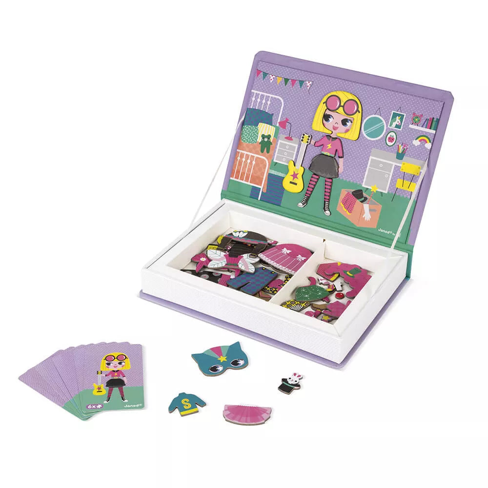 Libro Magnetico Costumi Ragazze Janod Aperto