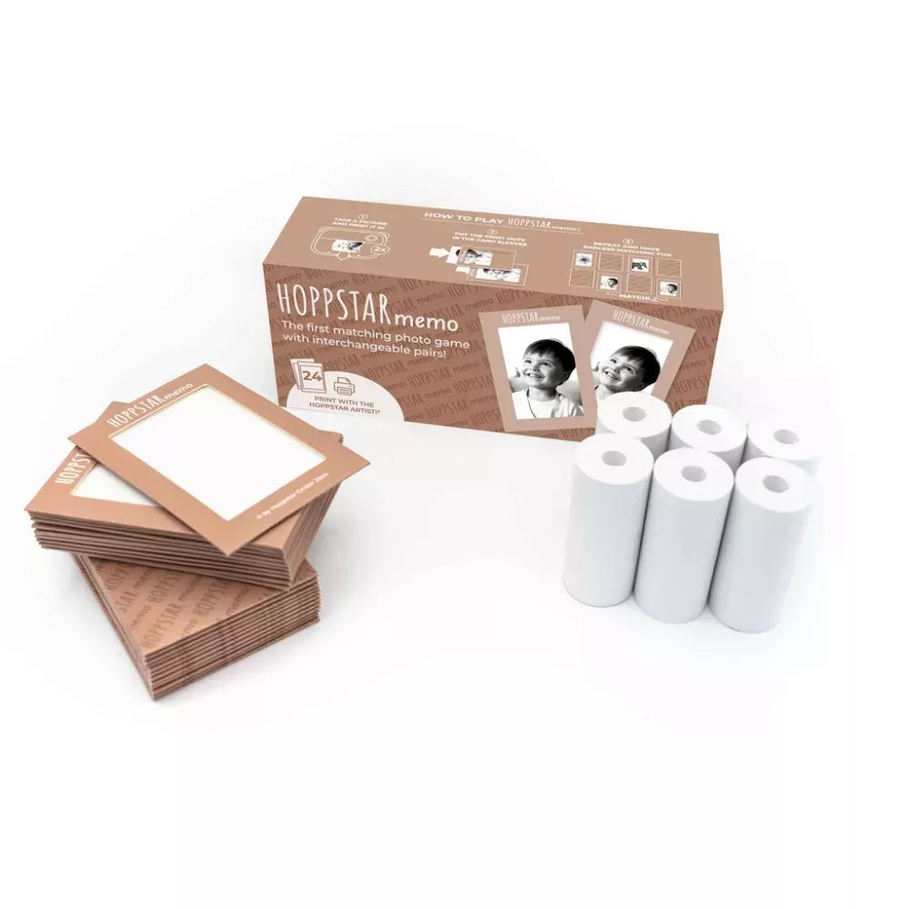 Gioco del Memory Hoppstar scatola con schede e rotolini