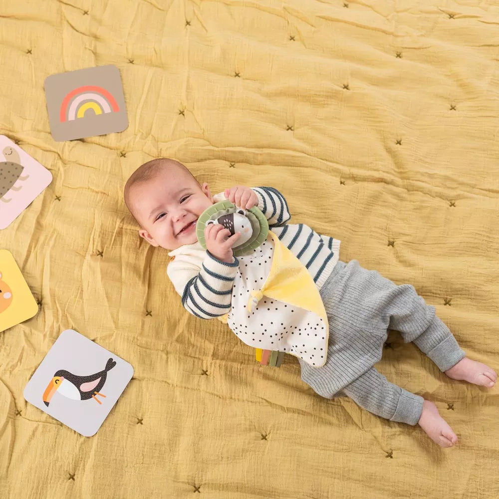 Bambino gioca con il Doudou del Cofanetto Nascita Hello Baby Taf Toys