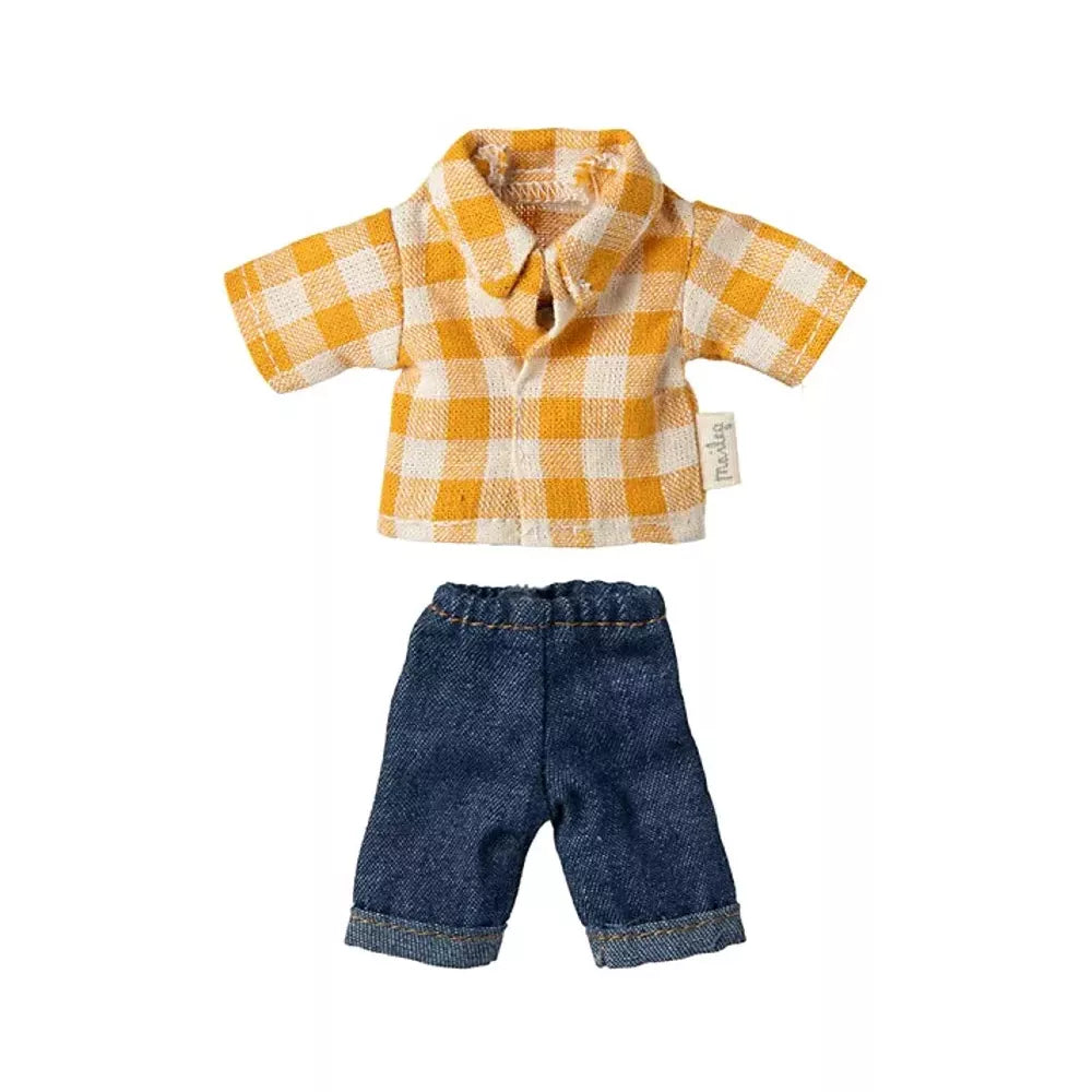 Set Camicia Gialla a Quadri per Papà Topo Maileg
