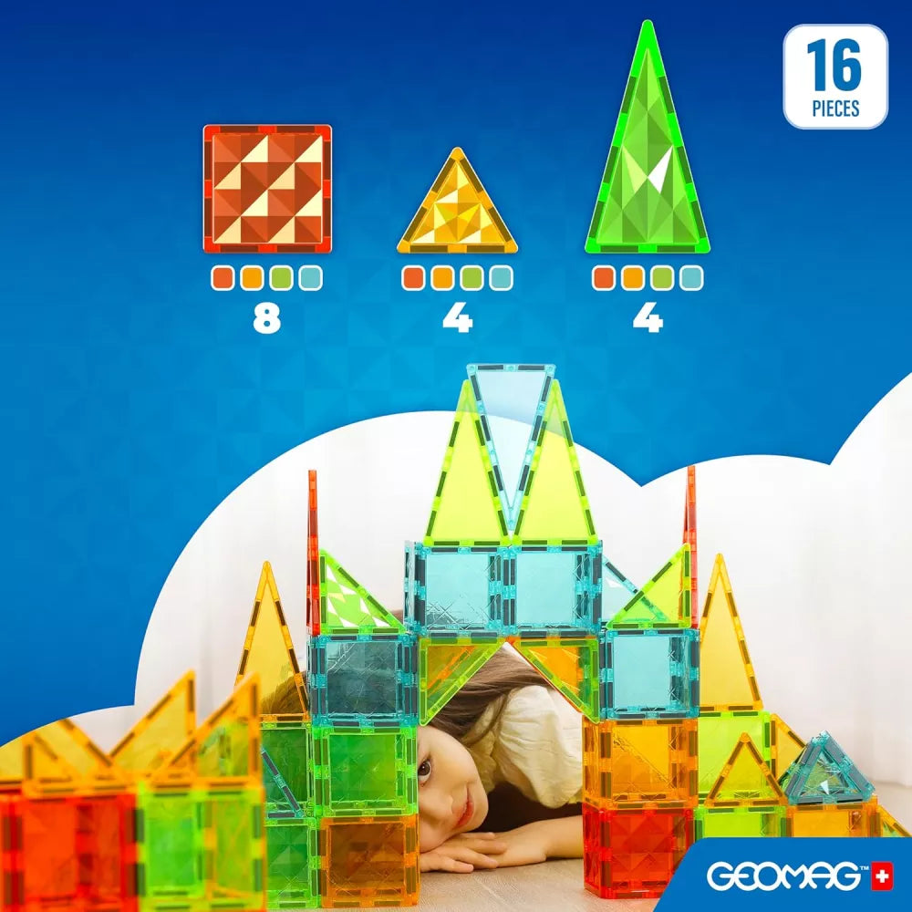 Contenuto del Set 16 Tessere Magnetic Tiles Geomag