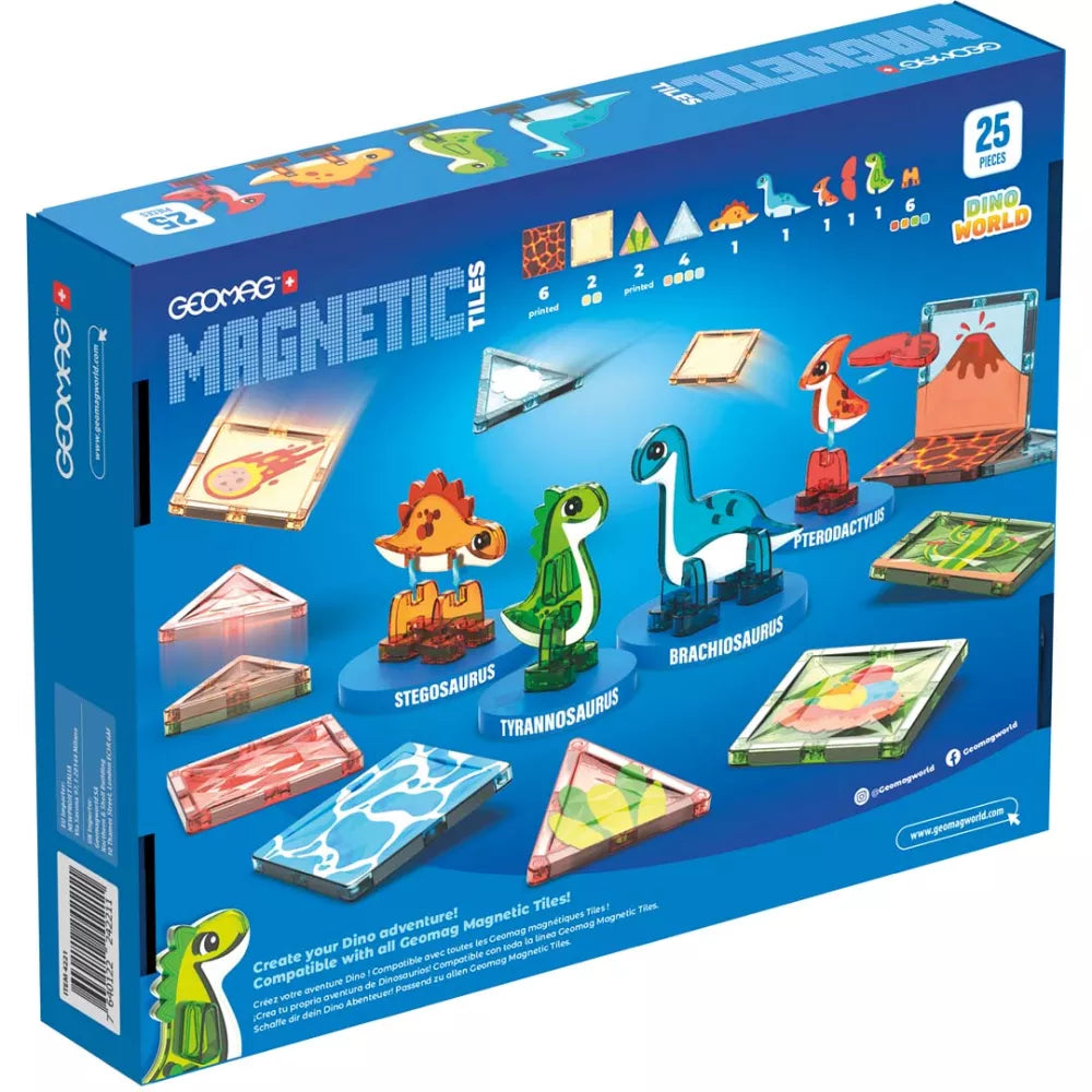 Retro confezione del Set Dinosauri Magnetic Tiles Geomag