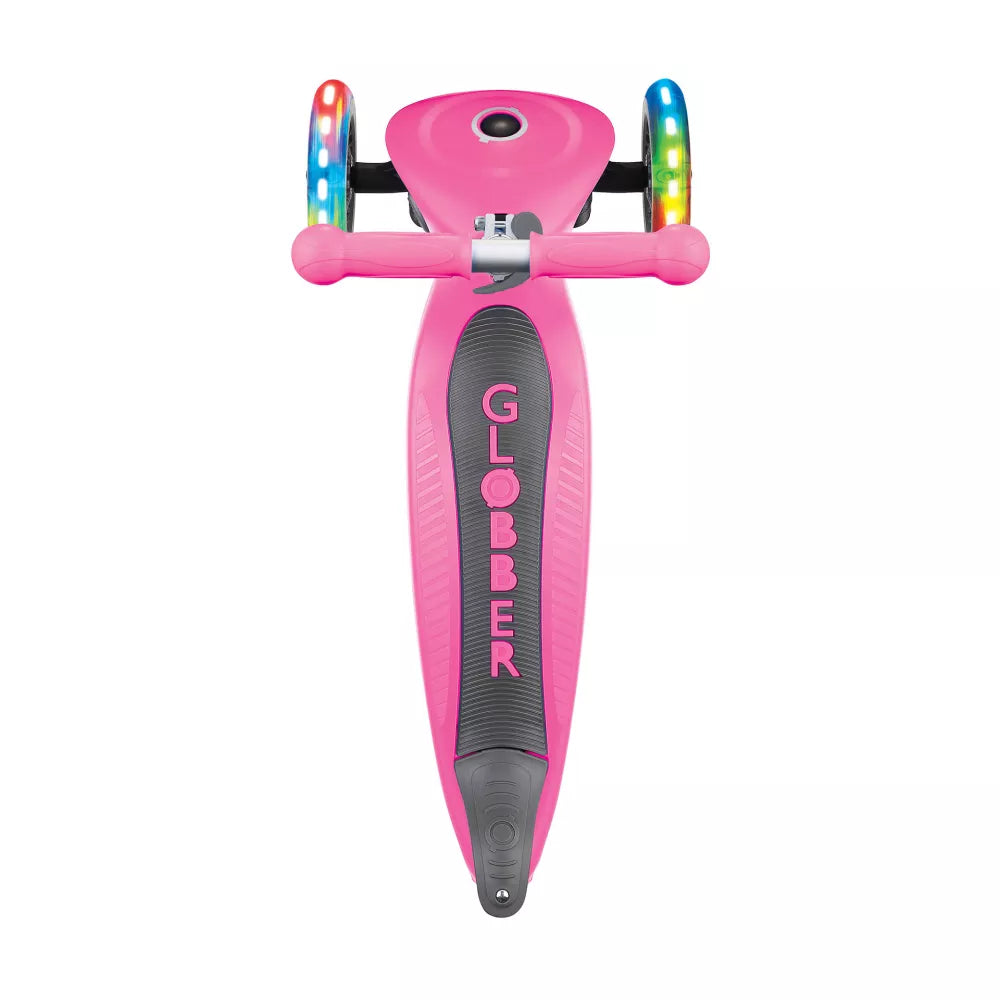 Monopattino Primo Foldable Lights Globber Fucsia visto dall'alto