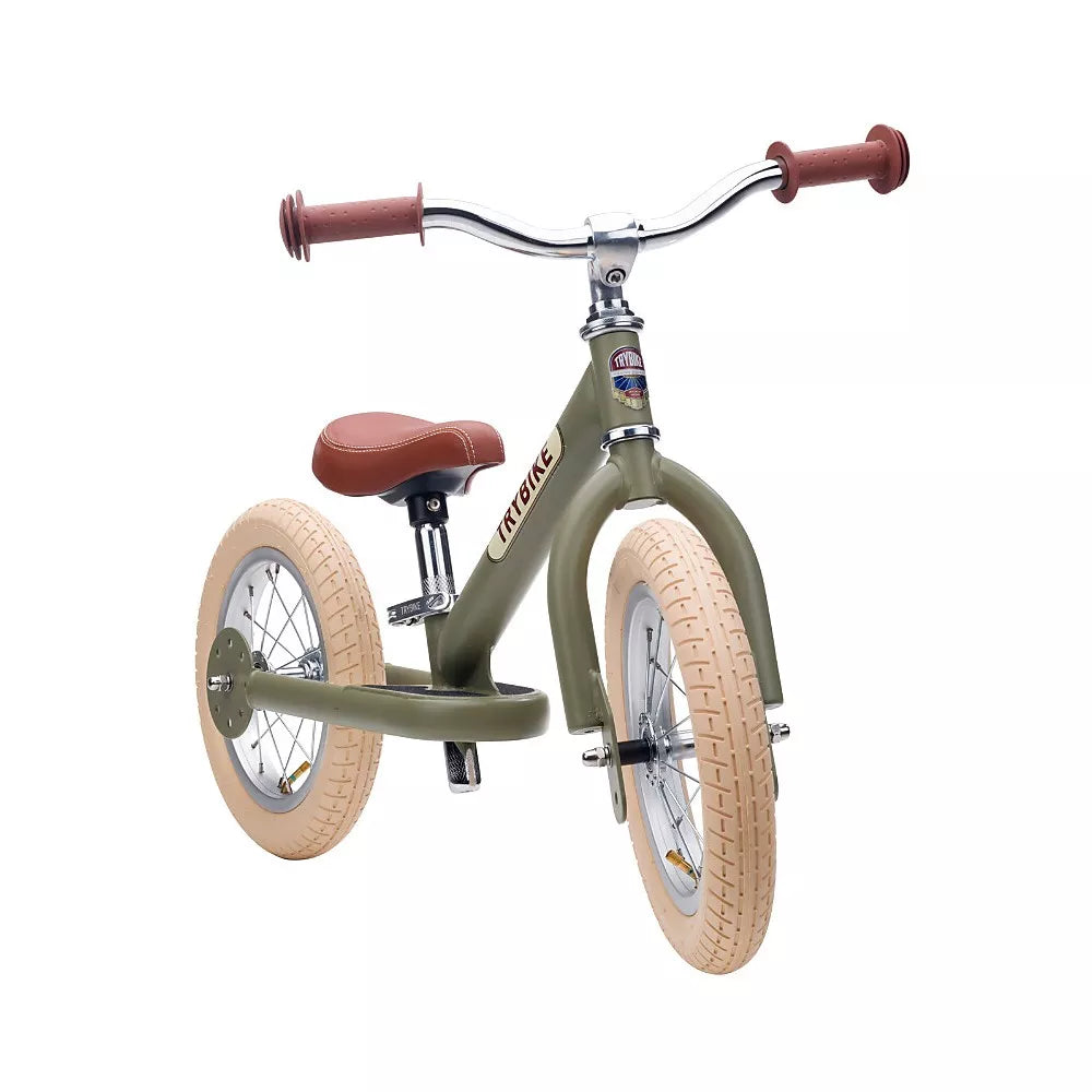 Balance Bike Vintage Trybike Verde di fronte