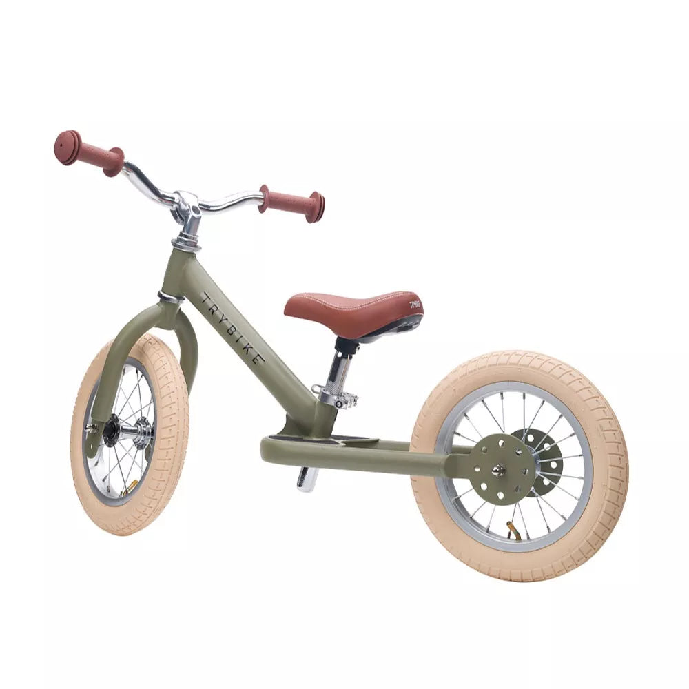 Balance Bike Vintage Trybike Verde di lato