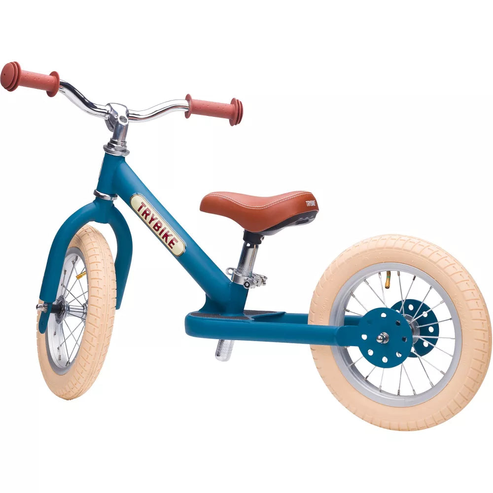 Balance Bike Vintage Trybike Blu di lato