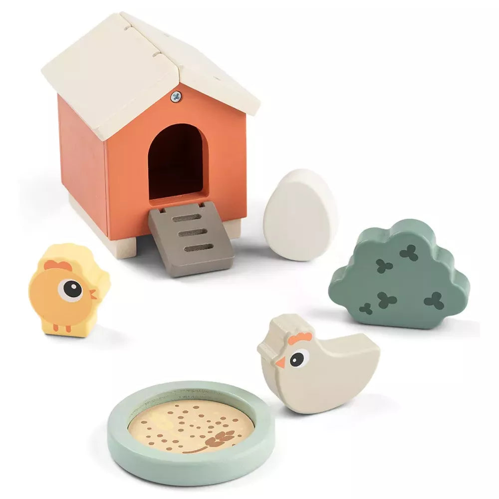 Set Gioco in Legno Gallinella Done by Deer con pollaio chiuso