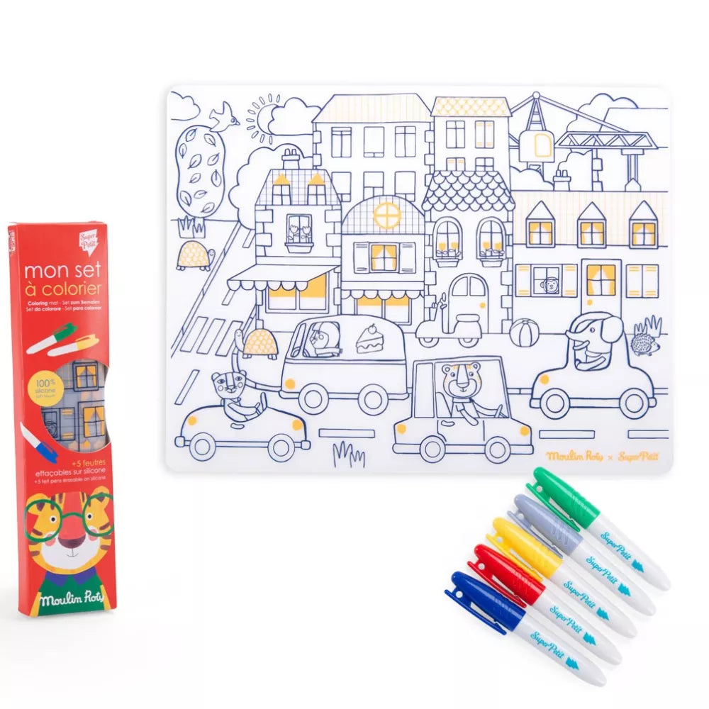 Tovaglietta da Colorare Moulin Roty Les Popipop con confezione