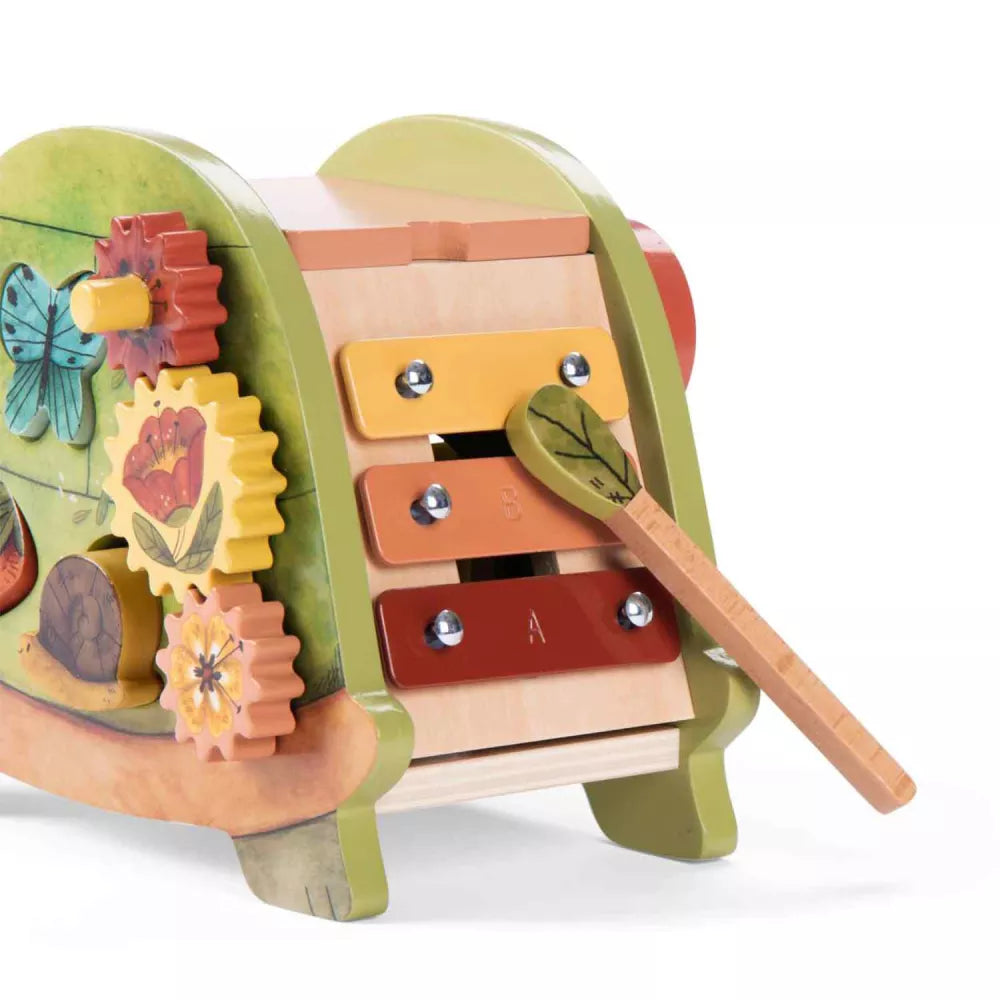 Tartaruga Attività in Legno Moulin Roty retro con xilofono