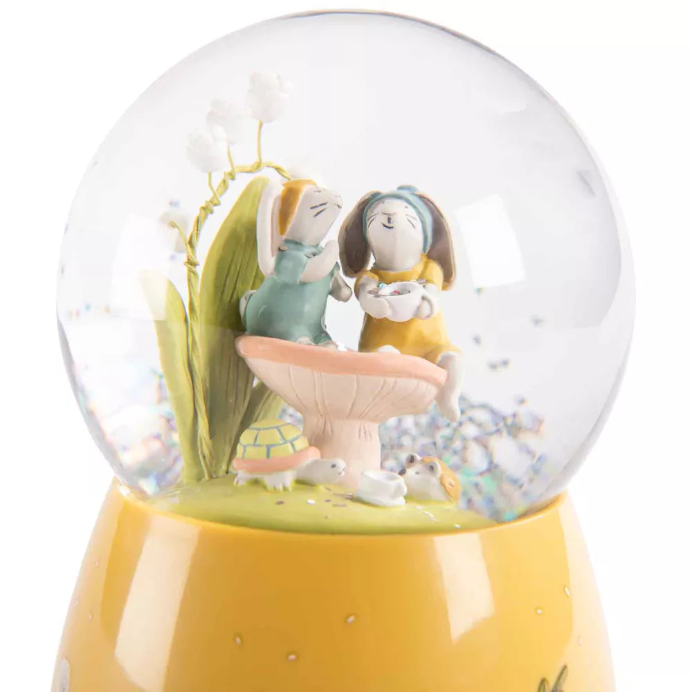 Dettaglio Palla di Neve Musicale Moulin Roty Trois Petits Lapins