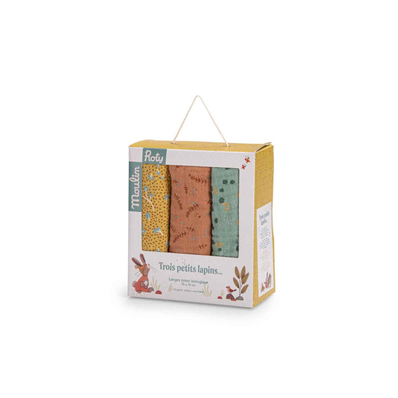 Confezione delle Mussole in Cotone Moulin Roty Trois Petits Lapins