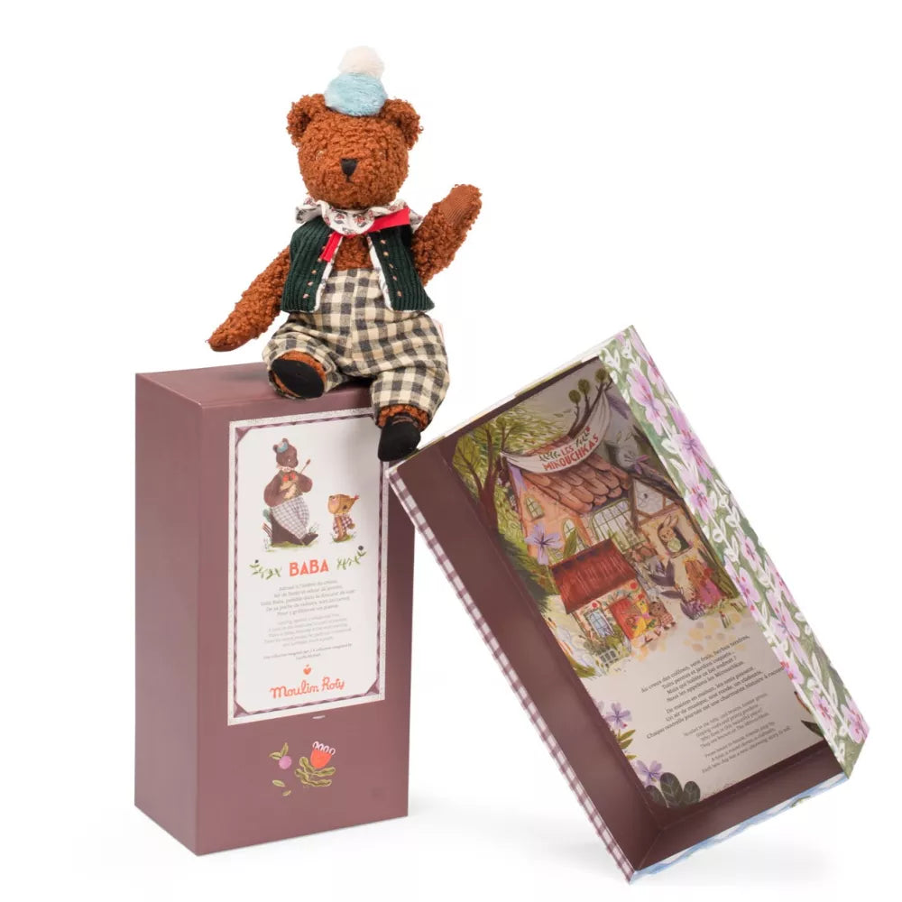 Peluche Orso Baba Moulin Roty sulla confezione