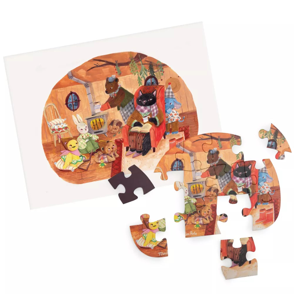 Esempio 1 puzzle con poster dei 4 Puzzle da 12 Pezzi Una Bella Giornata Moulin Roty