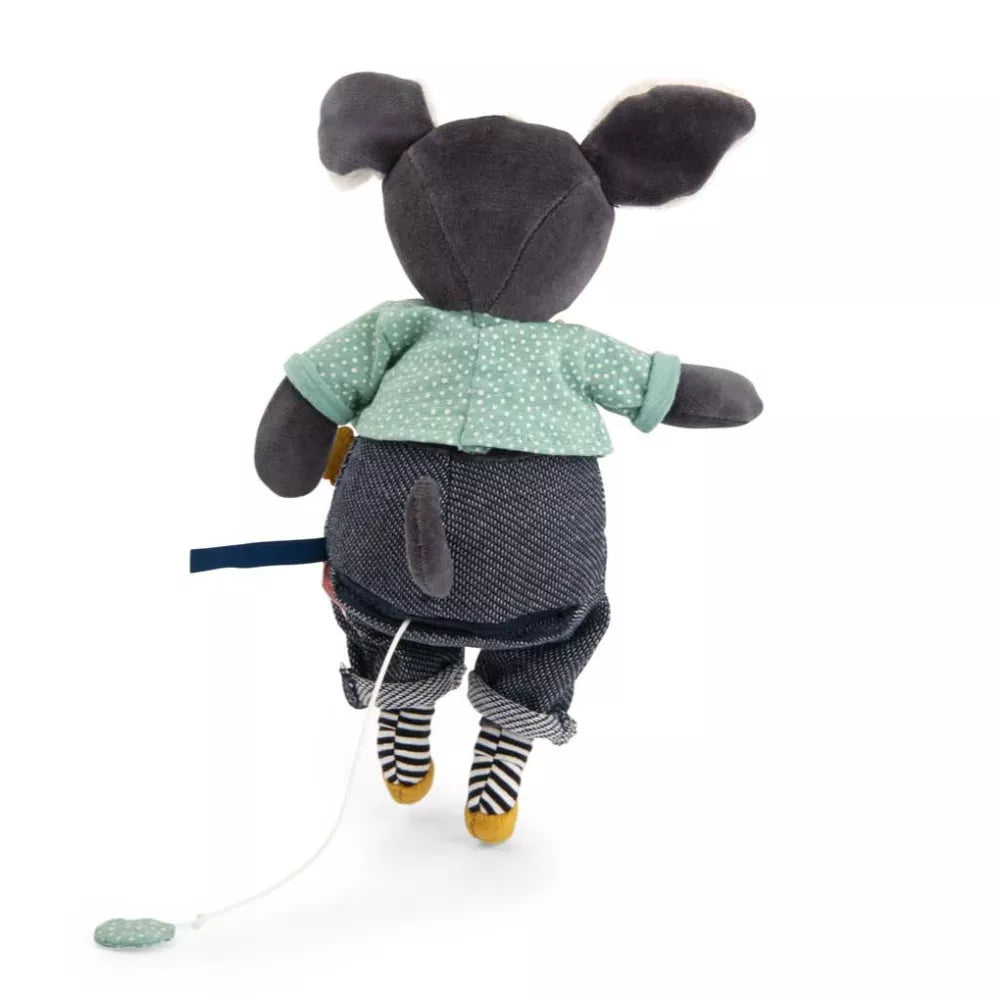 Retro del Peluche Musicale Cane Puce Moulin Roty in piedi