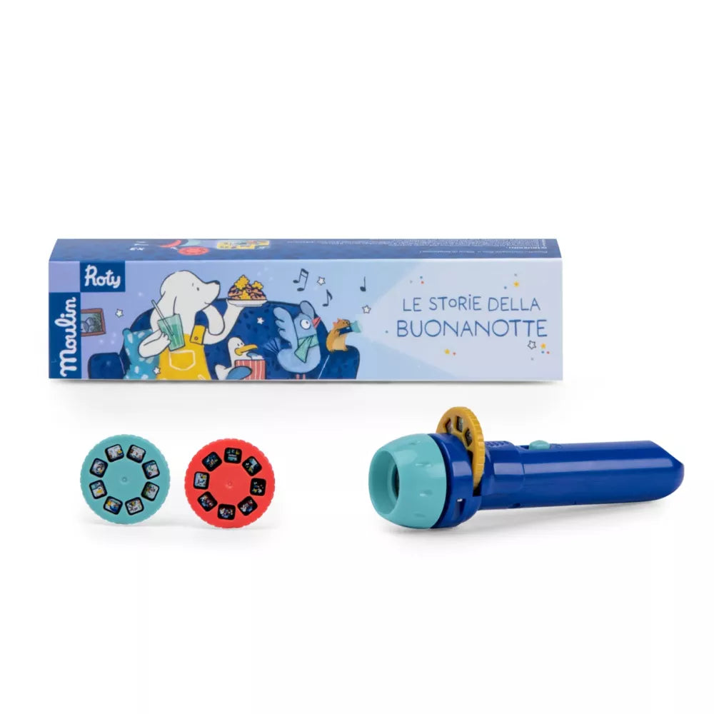 Torcia Proietta Storie Moulin Roty Puce & Pilou con disco inserito