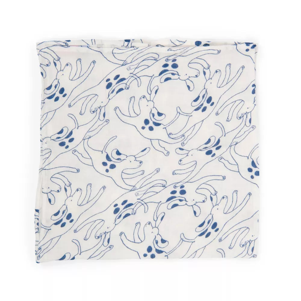 Set Mussole Moulin Roty Puce & Pilou Mussola con stampa di cani