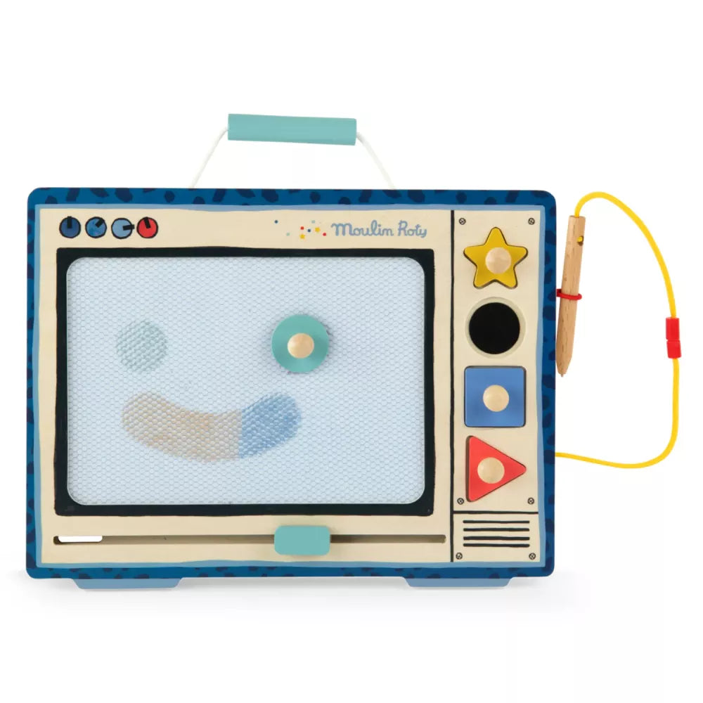 Lavagna Magnetica in Legno Moulin Roty con faccina disegnata