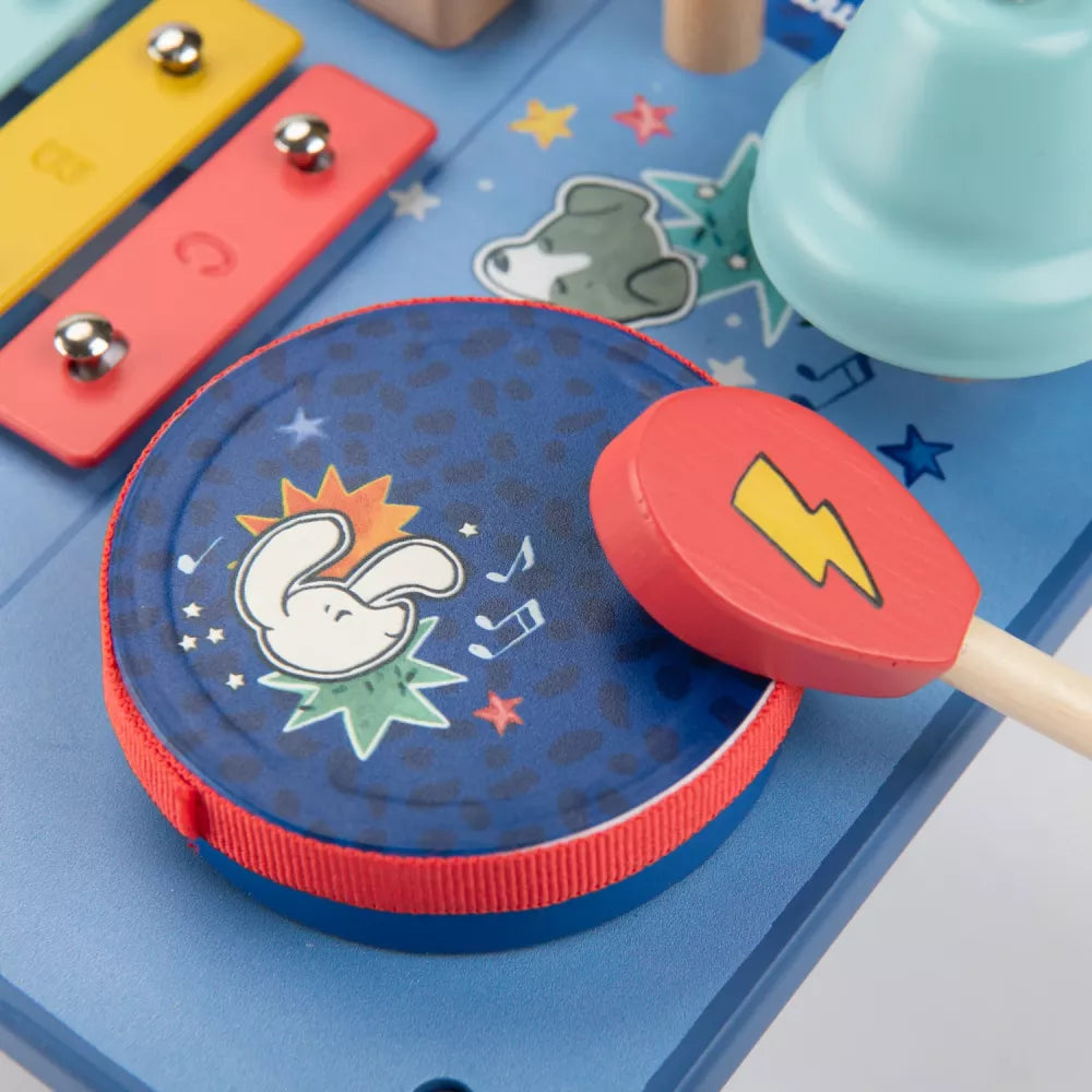 Tavolo Musicale Attività Moulin Roty Puce & Pilou dettaglio tamburo