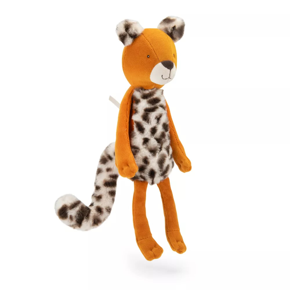 Peluche Leopardo Taigo in Scatola Moulin Roty di lato