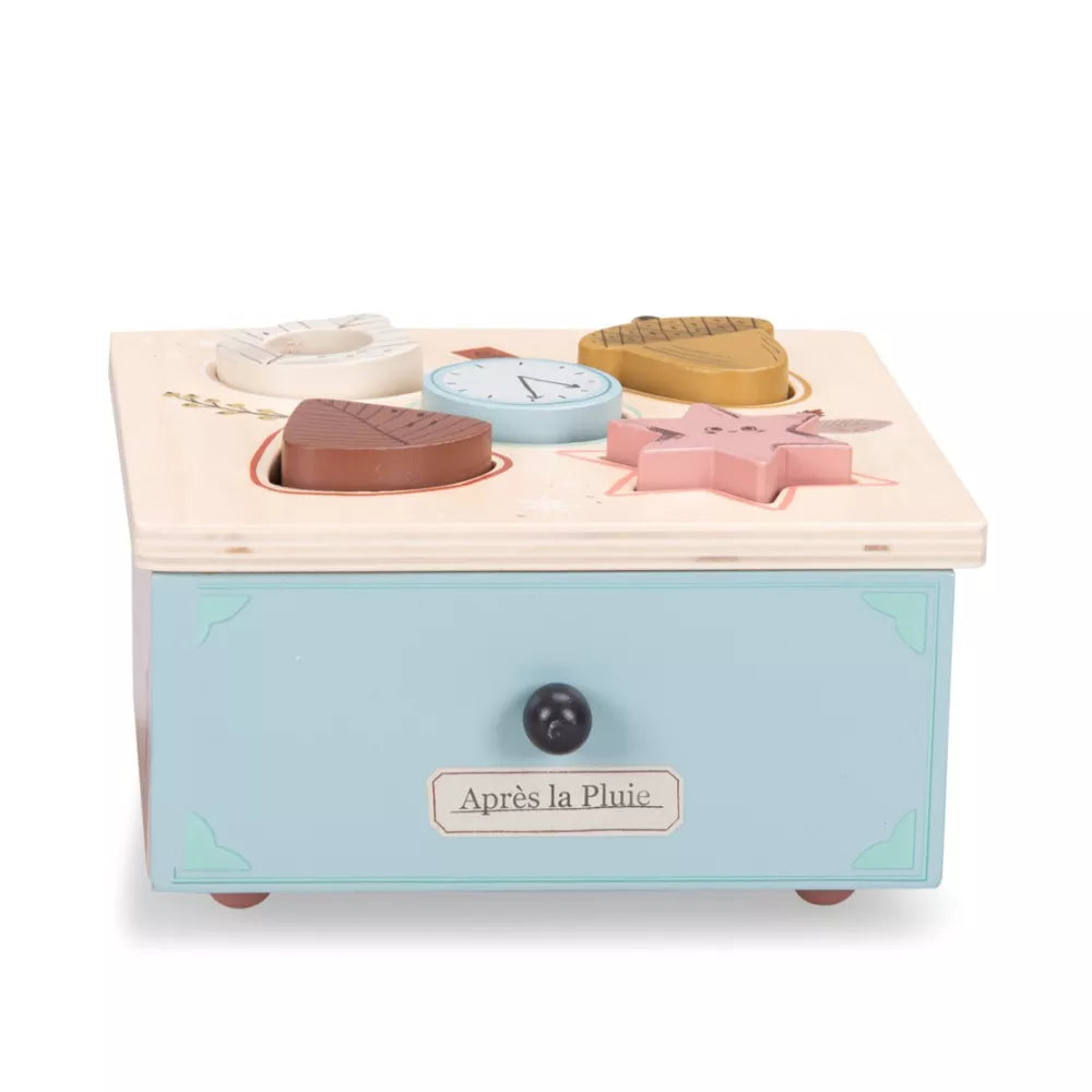 Scatola della Permanenza Moulin Roty Apres la Pluie con le forme incluse incastrate