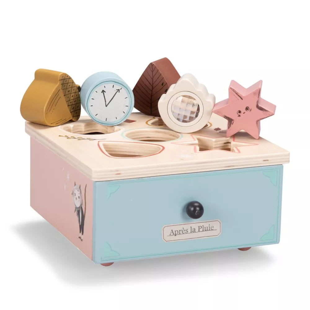 Scatola della Permanenza Moulin Roty Apres la Pluie con le forme da incastrare