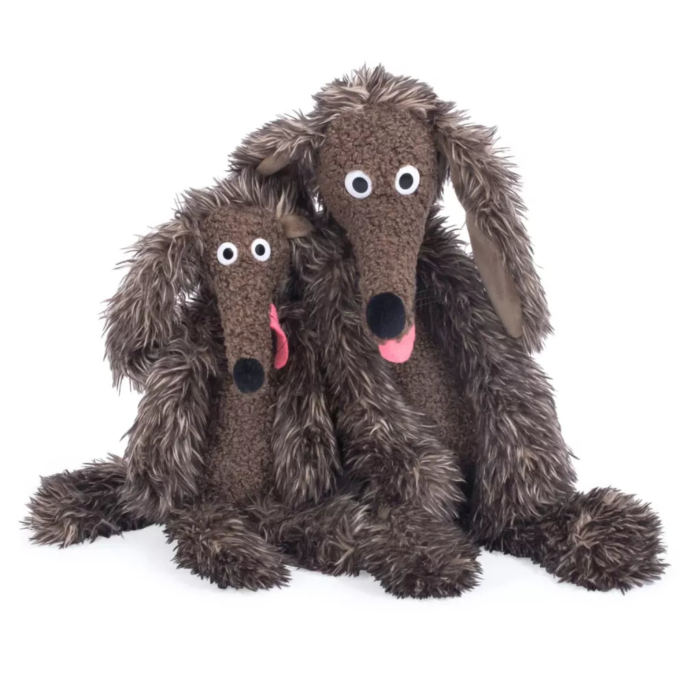 Peluche Cane Puzzone Moulin Roty 47 cm con peluche più piccolo a fianco