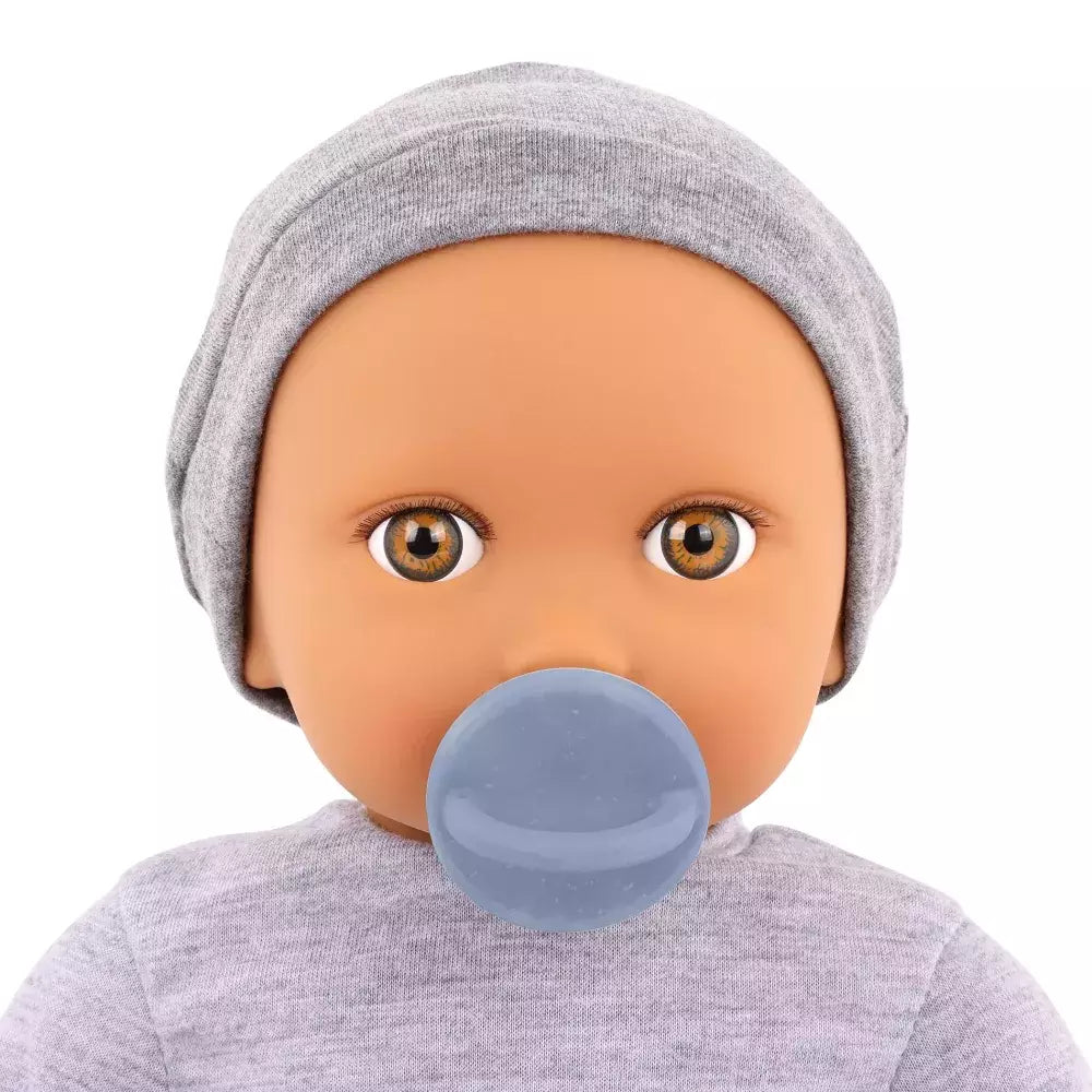 Bambola Tutina Grigia Lullababy dettaglio volto