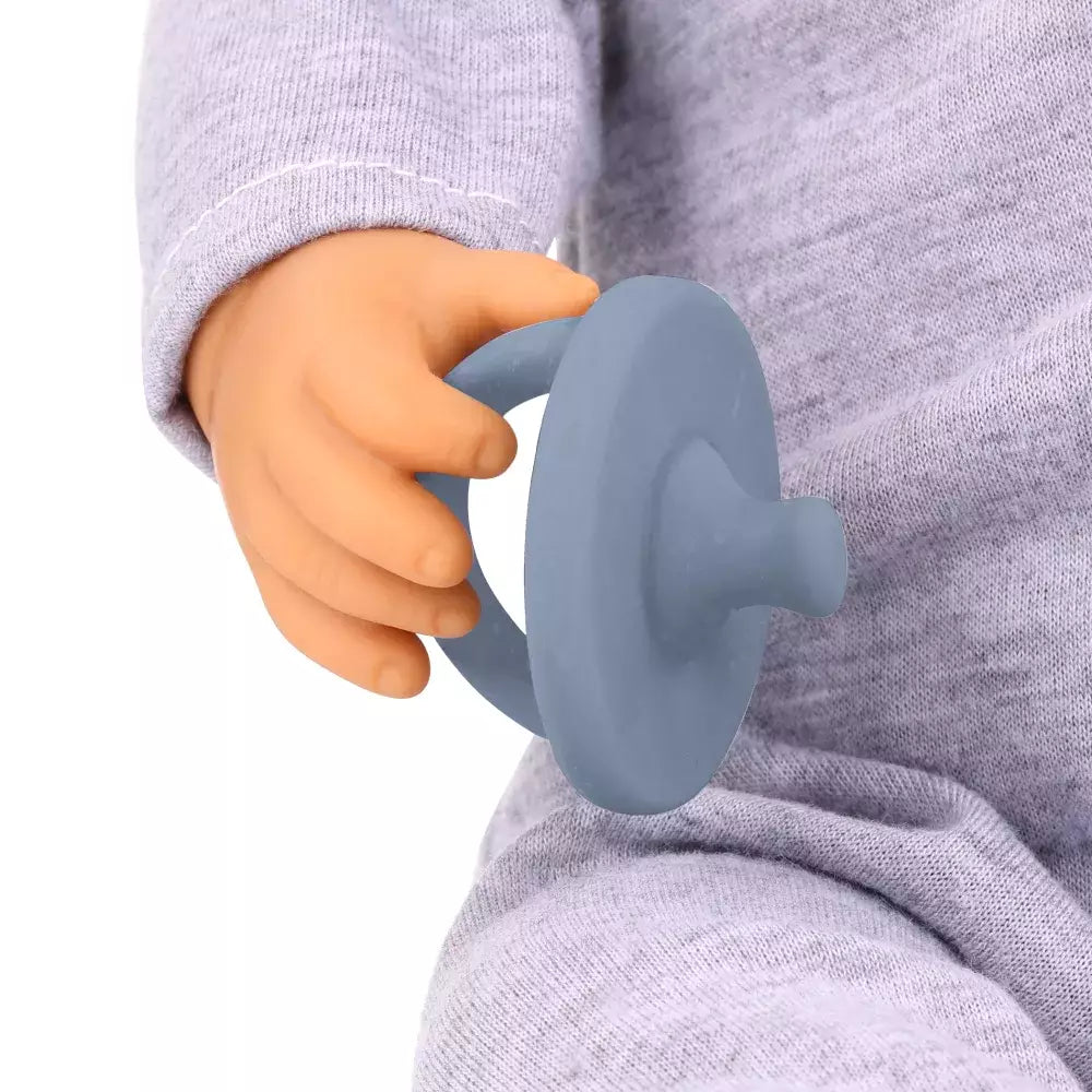 Bambola Tutina Grigia Lullababy dettaglio ciuccio