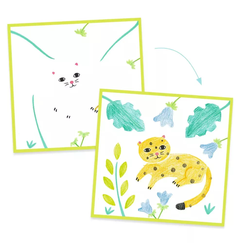 Esempio Leopardo Disegni da Colorare con 3 Stencil Djeco