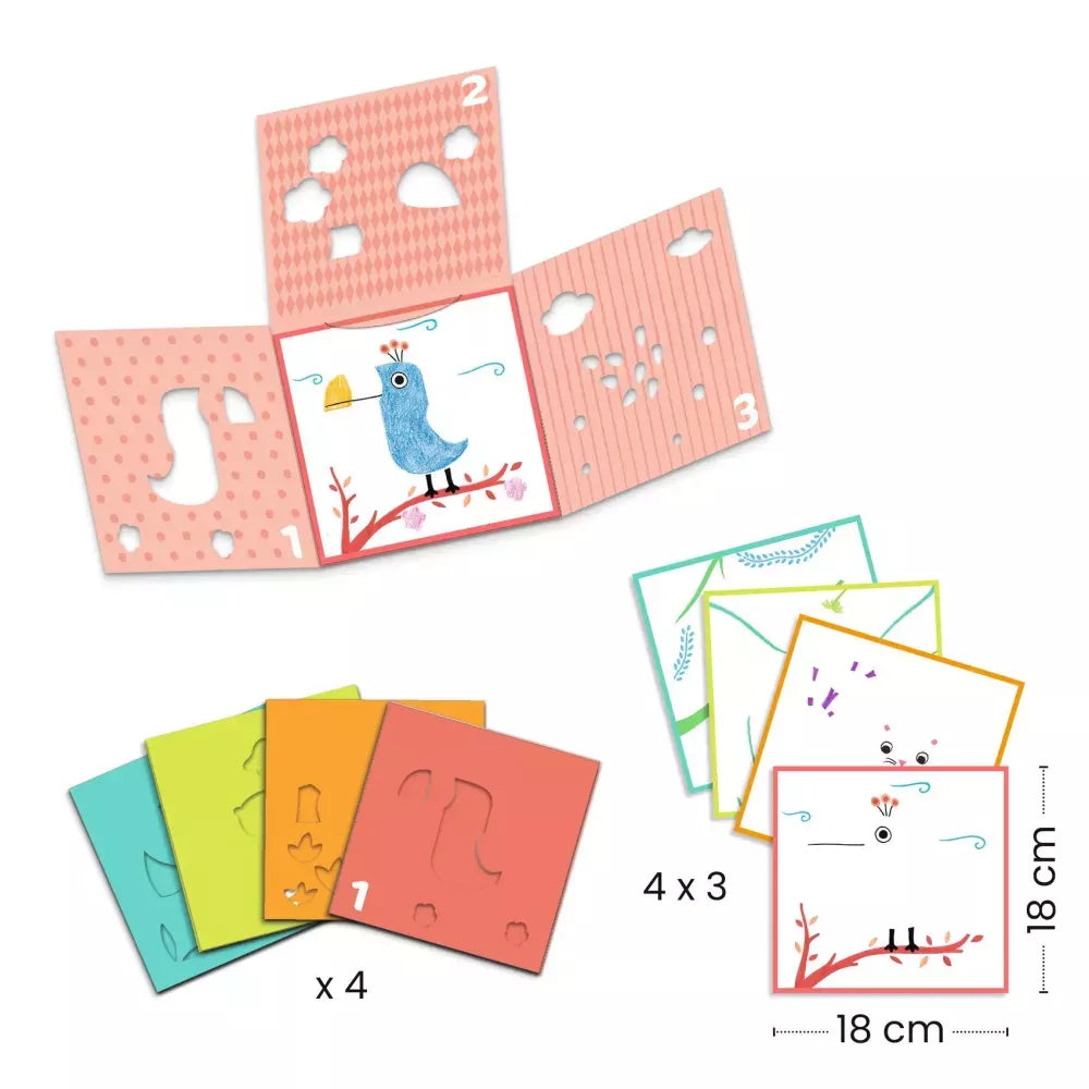 Contenuto Disegni da Colorare con 3 Stencil Djeco