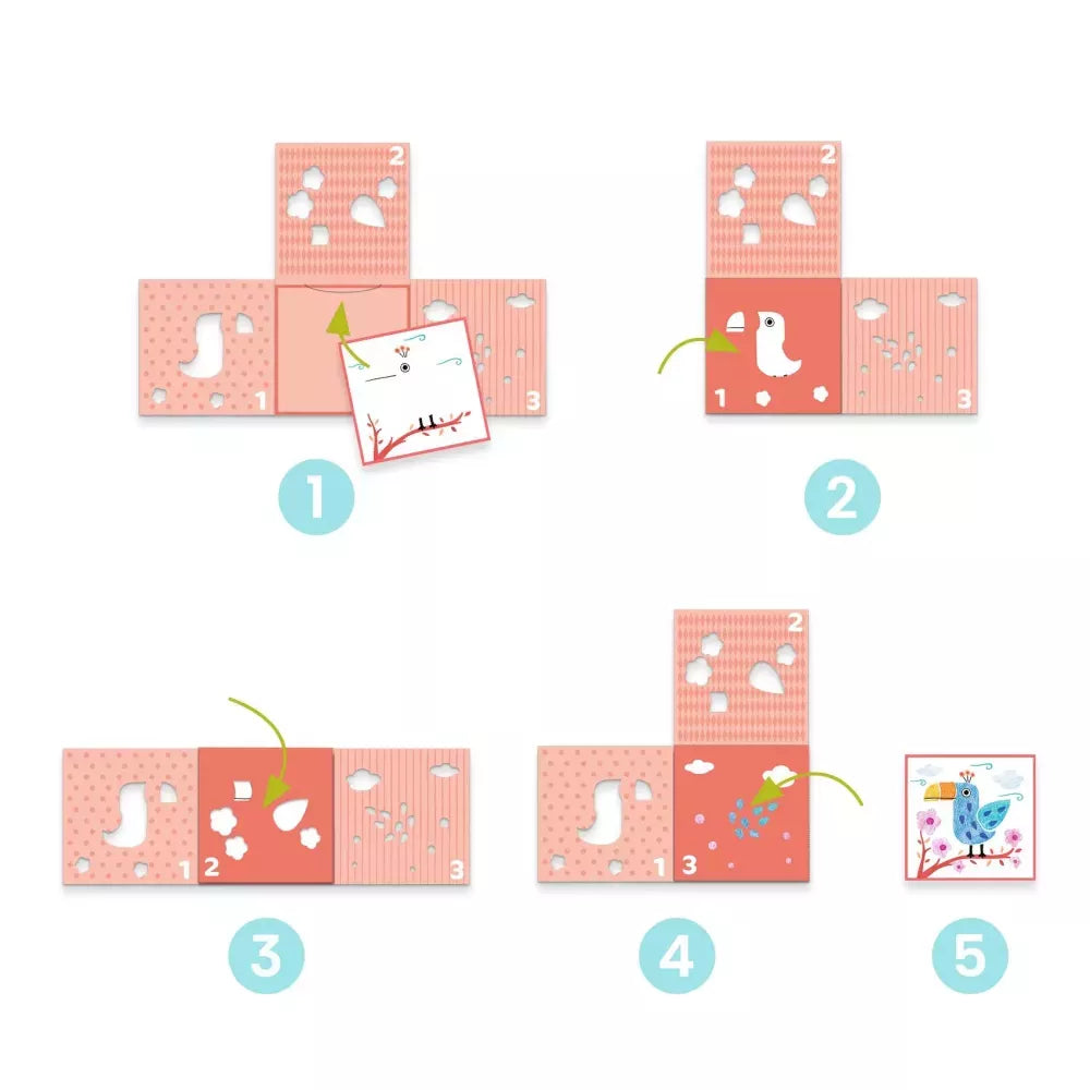 Esempio d'uso Disegni da Colorare con 3 Stencil Djeco