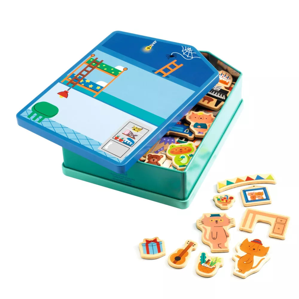 Esempio Gioco Magnetico Inzebox Inzehouse Djeco con magneti al suo interno