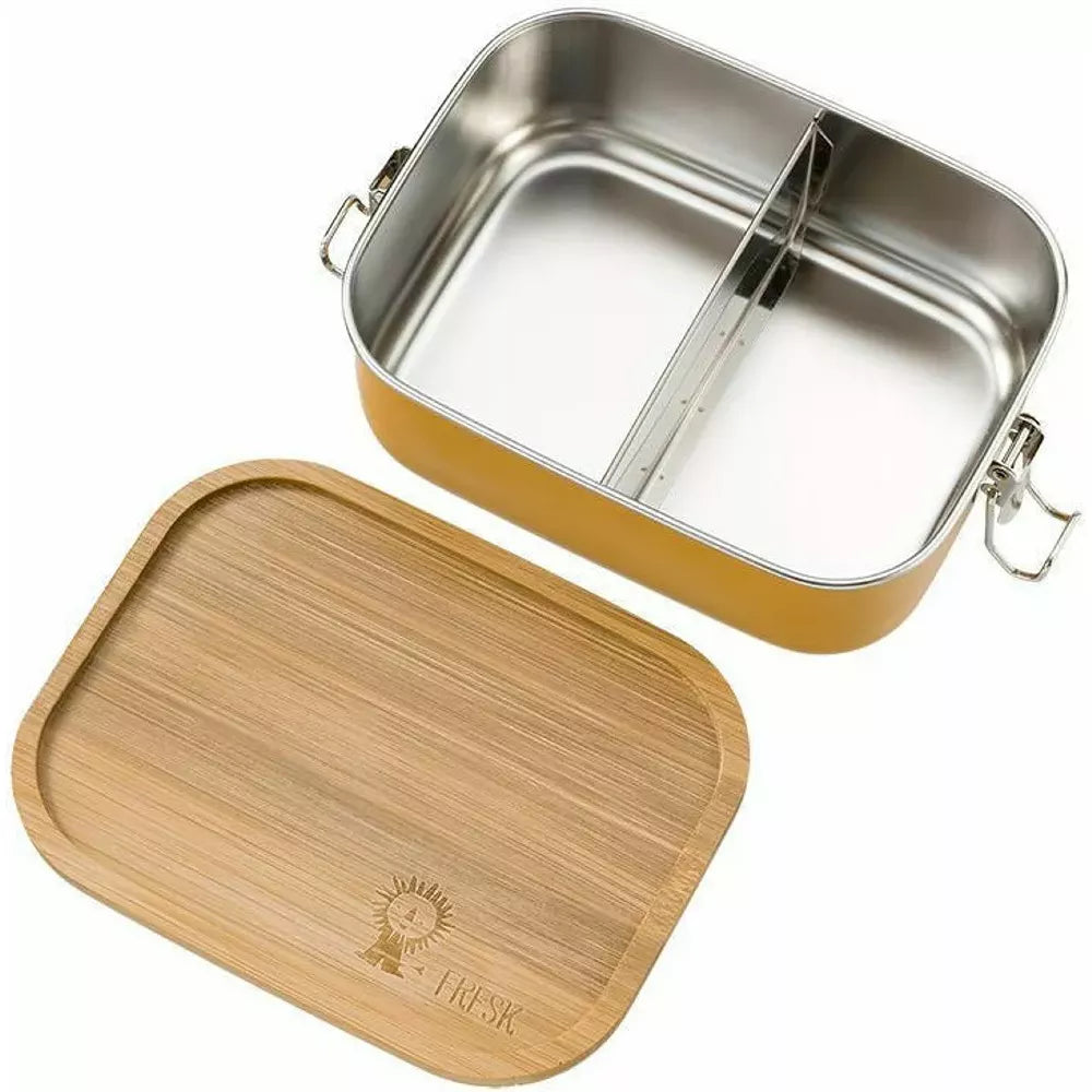 Porta Pranzo in Acciaio Fresk Mostarda Aperto