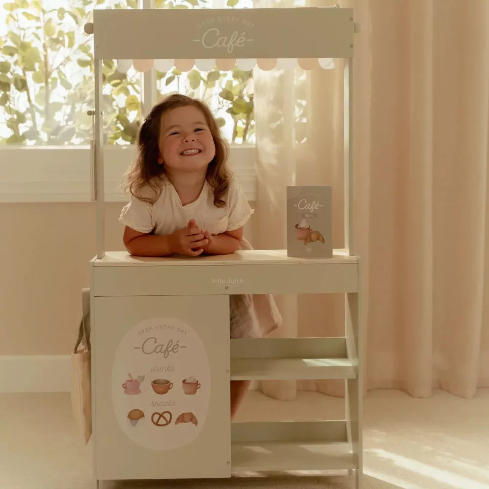 Bambina con il Banchetto del Mercato in Legno Little Dutch