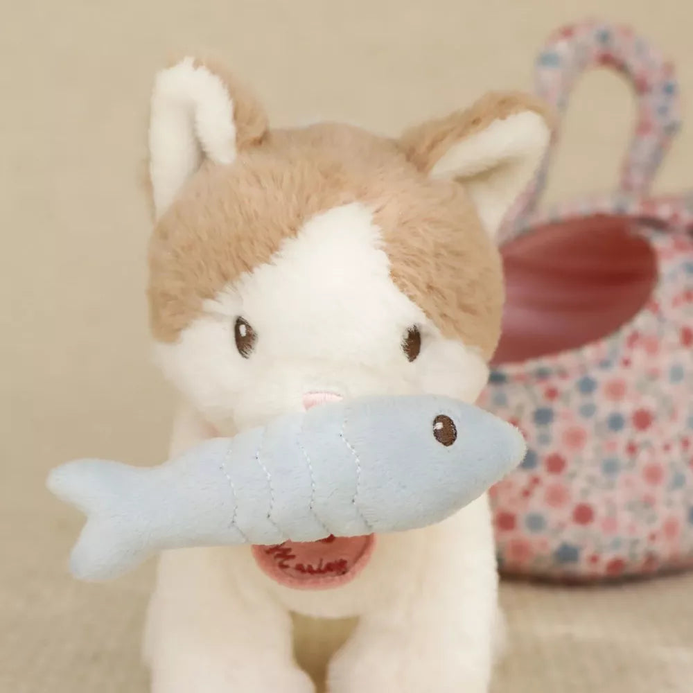 Esempio Peluche Gatto con Trasportino Little Dutch con pesce in bocca