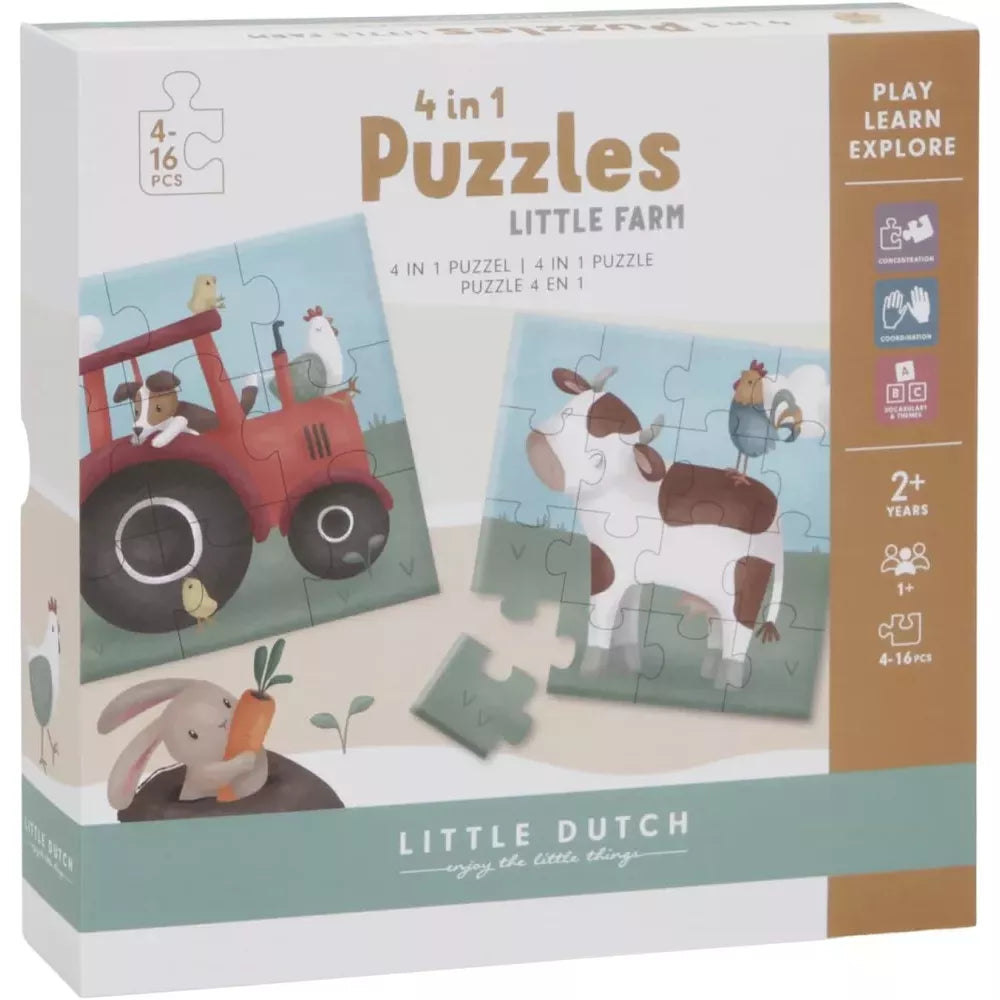 Puzzle 4 in 1 Little Dutch Little Farm confezione