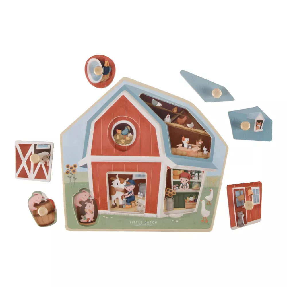 Puzzle a Incastro Little Dutch Little Farm con pezzi rimossi