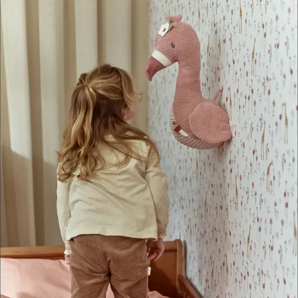 Peluche Fenicottero da Parete Safari Friends Little Dutch con Bimba