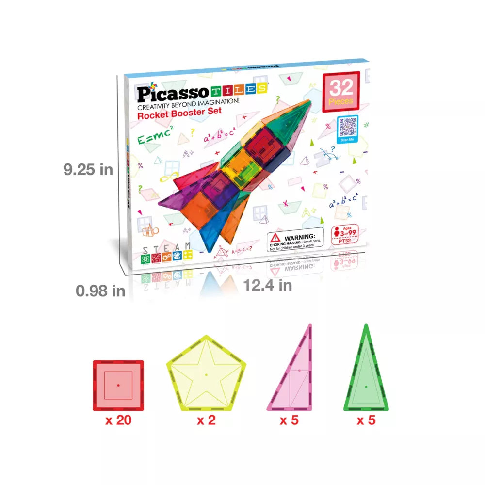 Confezione e Contenuto del Set 32 Magneti Razzo Picasso Tiles