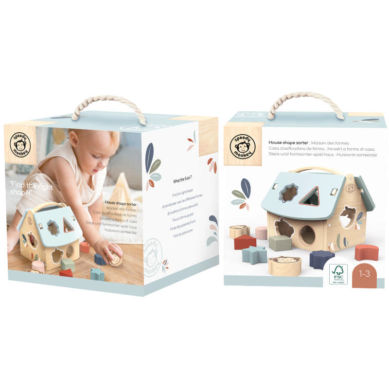 Casetta delle Forme in Legno Speedy Monkey Confezione