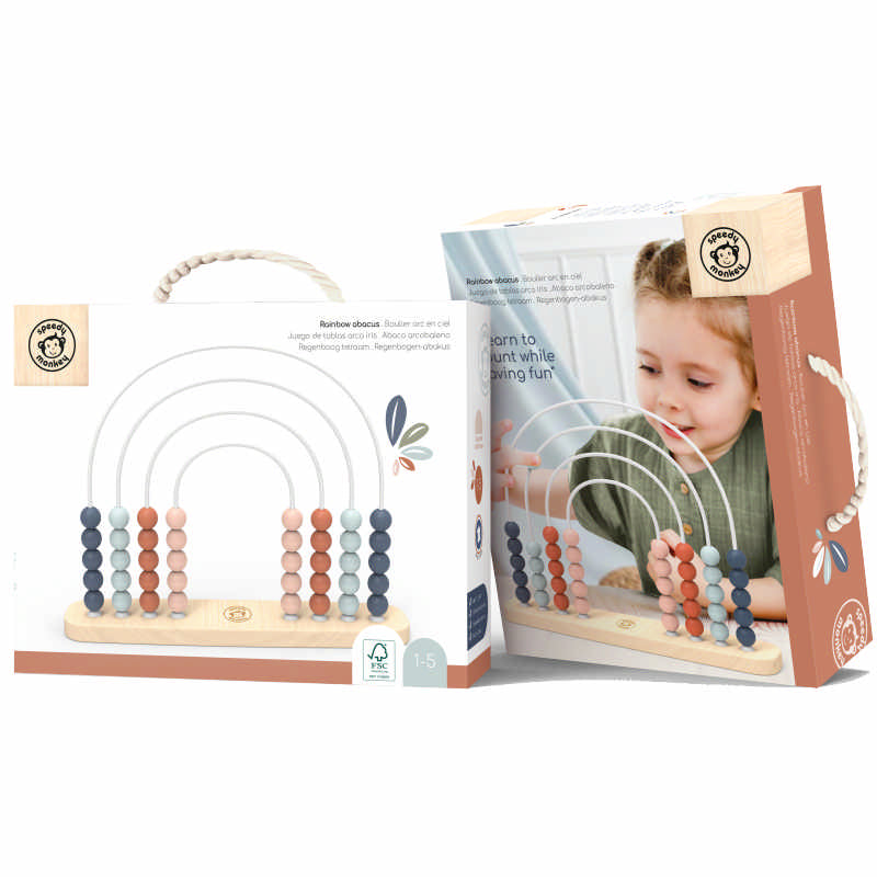 Abaco Arcobaleno in Legno Speedy Monkey Confezione