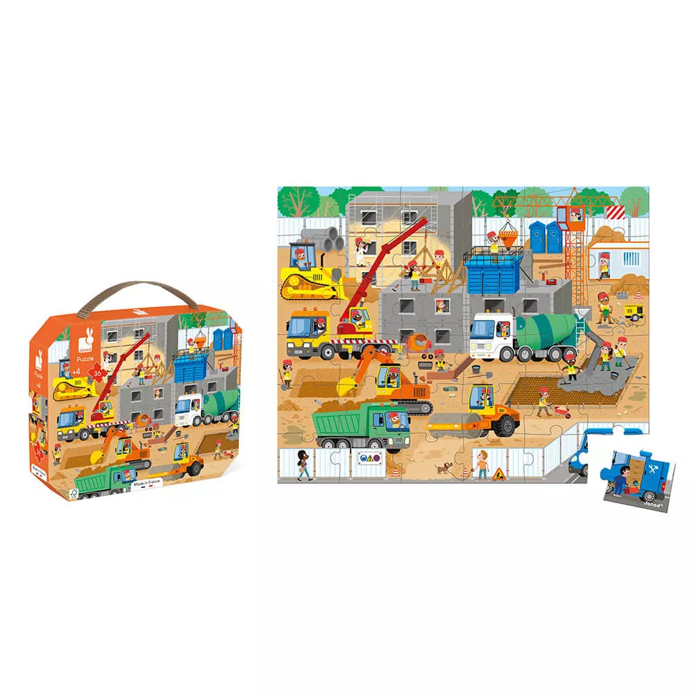 Puzzle Cantiere 36 pezzi Janod con Valigetta