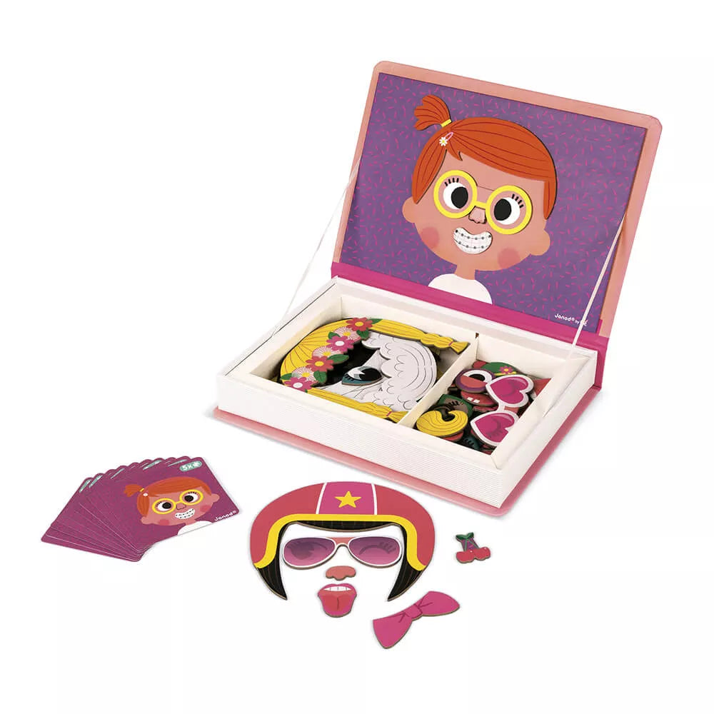 Libro Magnetico Facce Buffe Rosa Janod Aperto