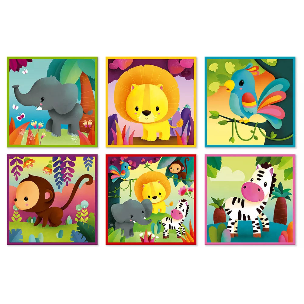 Soggetti del KubKid Puzzle a Blocchi Giungla Janod