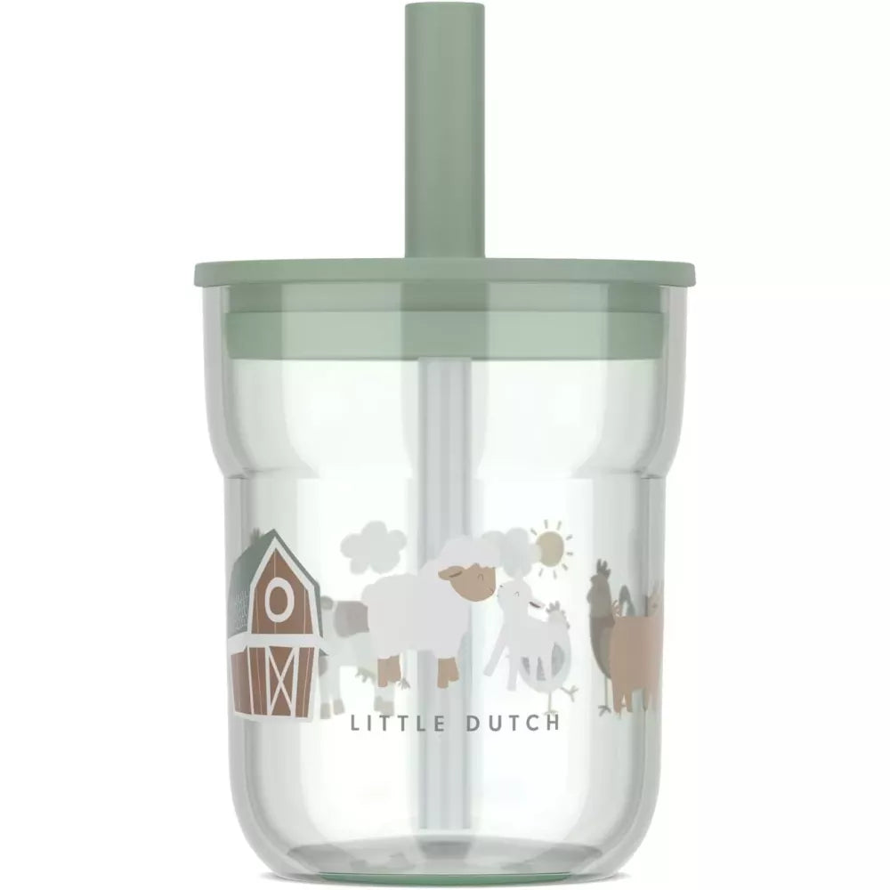 Bicchiere con Cannuccia Little Dutch Little Farm di fronte