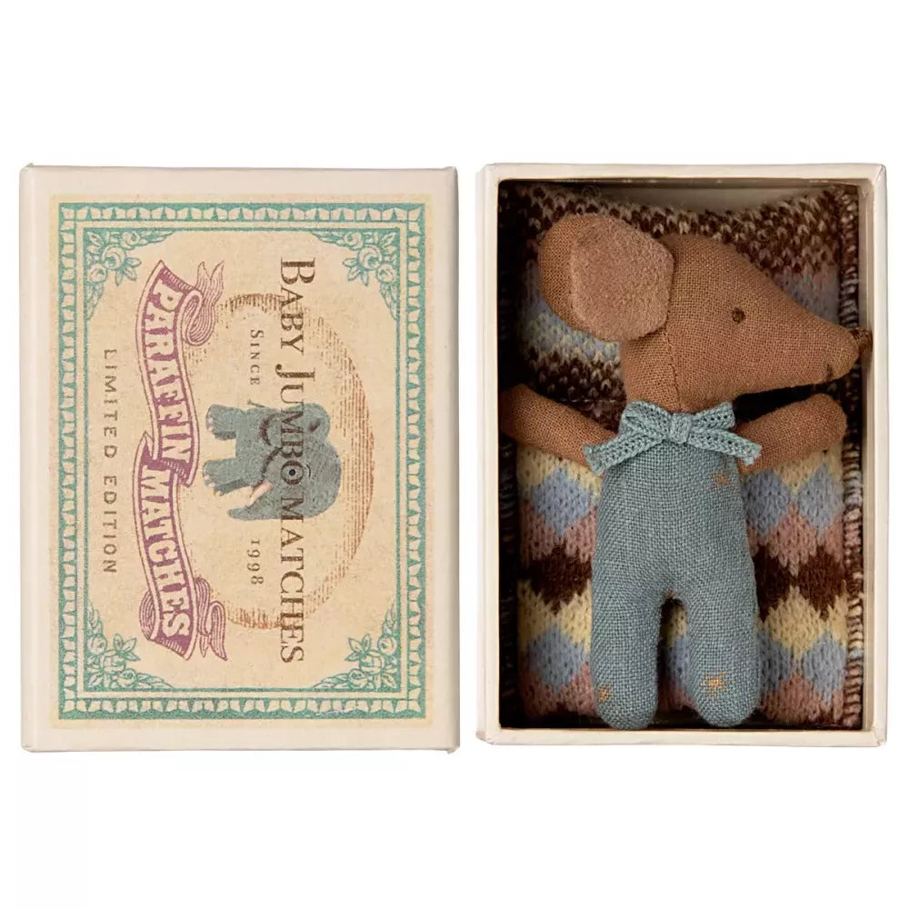 Topolino Marrone in Scatola di Fiammiferi Maileg nella scatola