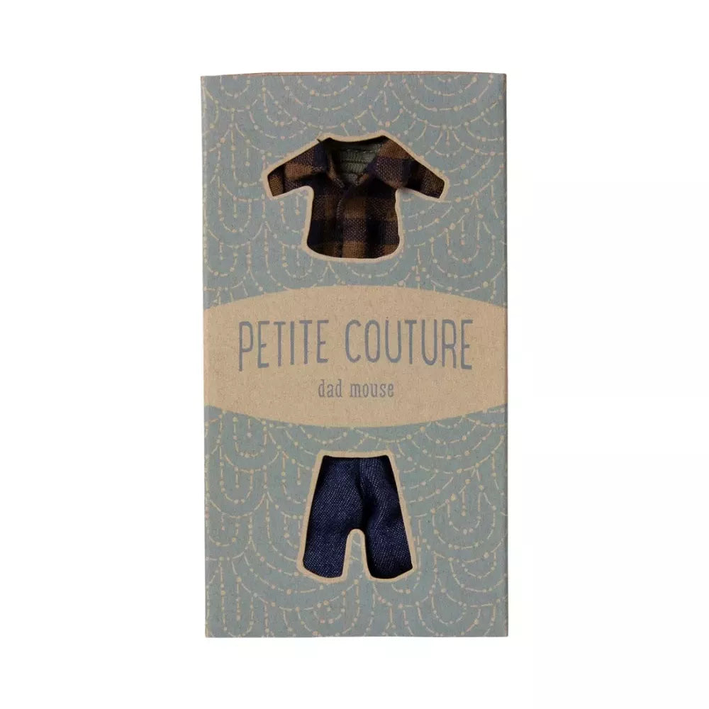 Confezione del Set Camicia a Quadri Marrone per Papà Topo Maileg