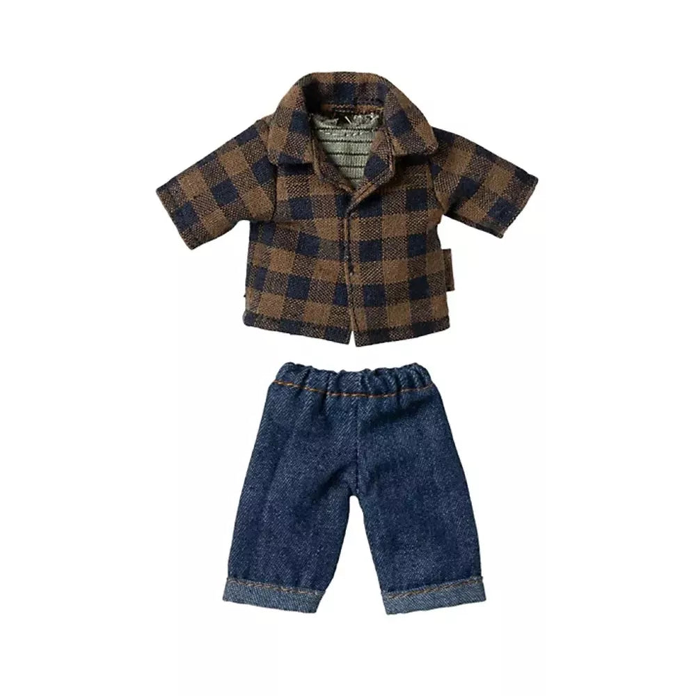 Set Camicia a Quadri Marrone per Papà Topo Maileg