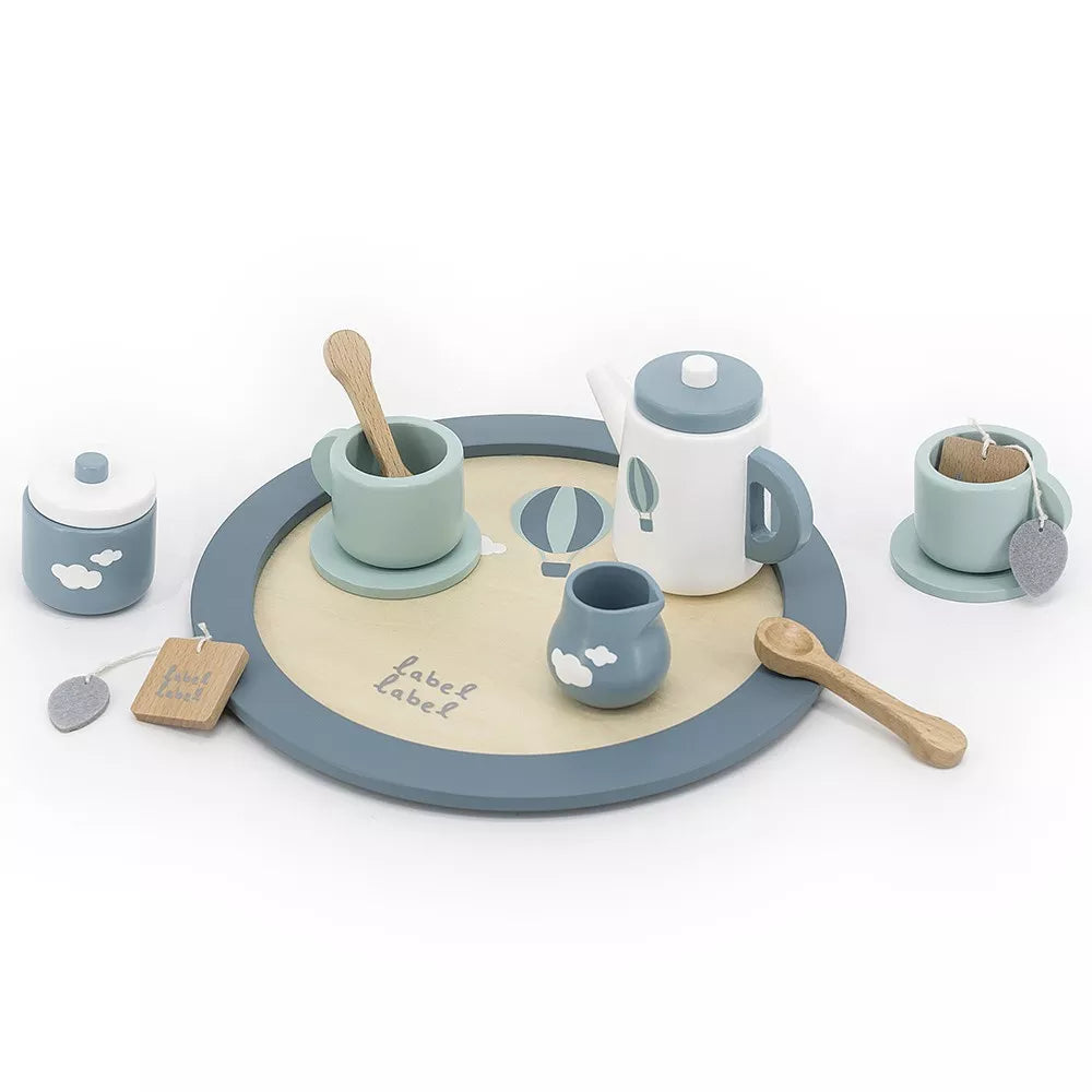 Set da Tè in Legno Label Label Blu